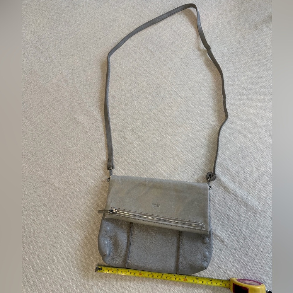 💙HAMMITT! Authentic VIP Medium leather crossbody clutch Pew/Pebbled gray leather - Picture 5 of 9
